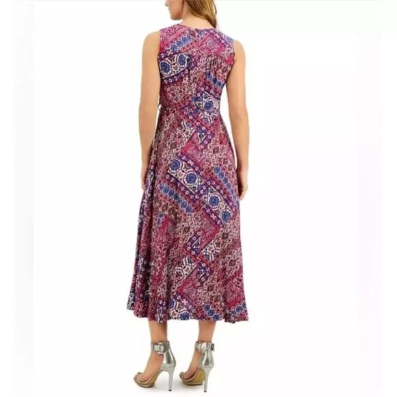 Calvin Klein Faux Wrap V-Neck Floral Maxi Dress Sz 4 Boho - Picture 2 of 9
